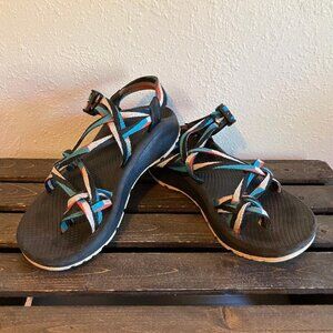 Chaco Women's Z/Cloud X2 Point Teal Pattern Adjustable Strap Sandals Size 7